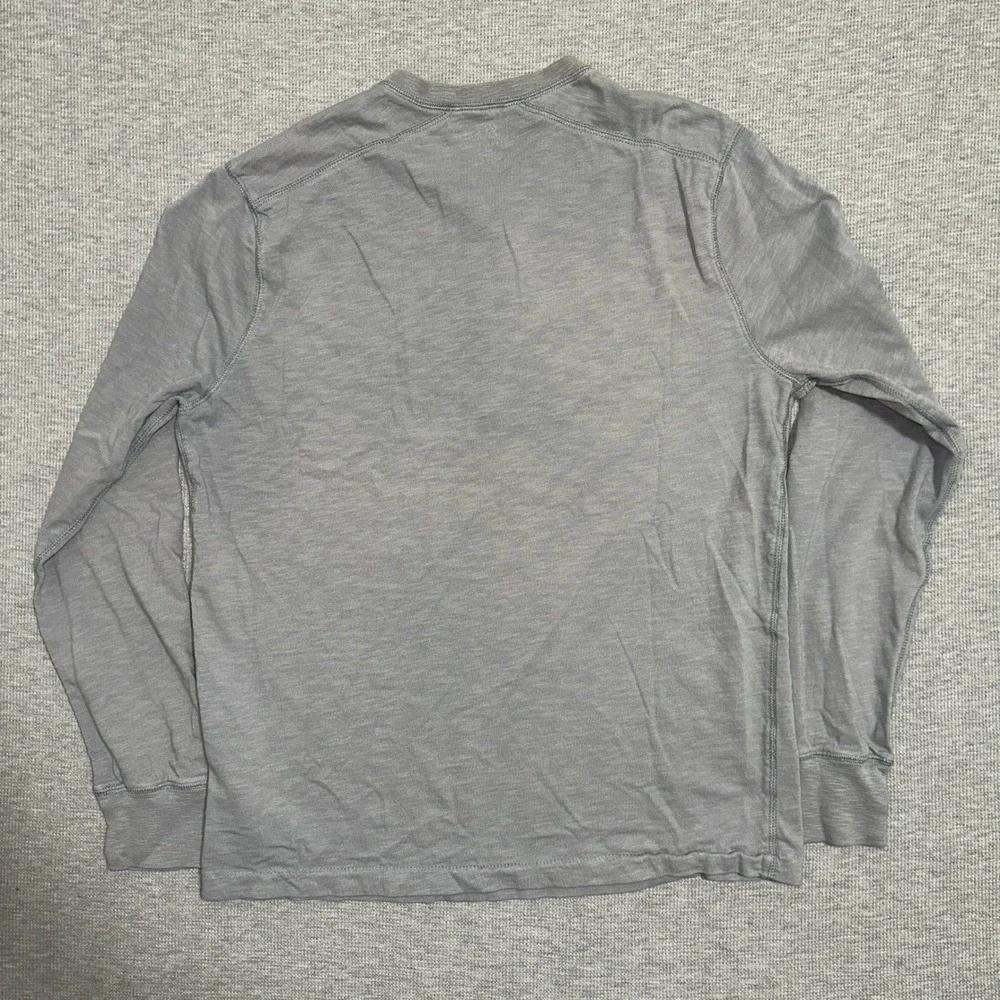 J. Crew Garment-Dyed Slub Cotton Long Sleeve Henley Shirt Gray Blue Mens Medium